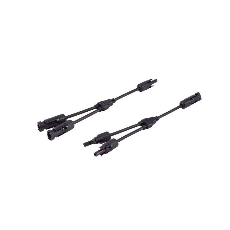 PV4 T-Adapterkabel Set, 2/1, 6mm², schwarz/schwarz, 30cm