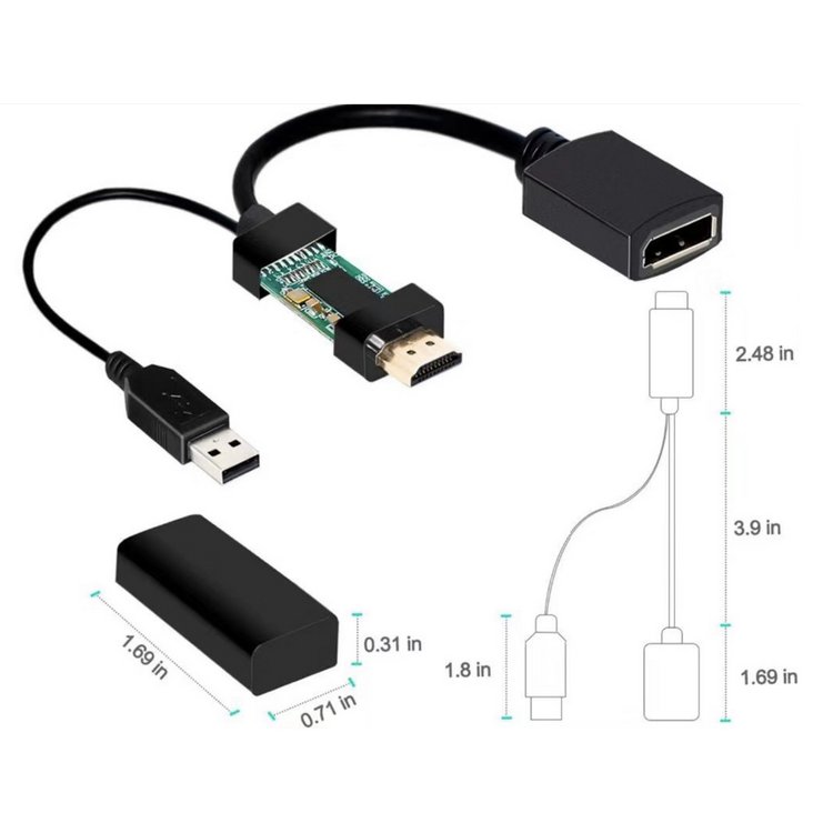Adapter-HDMI-A Buchse auf DisplayPort Stecker, 4K60Hz, 20cm