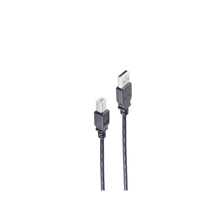USB High Speed 2.0 Kabel, A/B Stecker, USB 2.0, schwarz, 3,0m