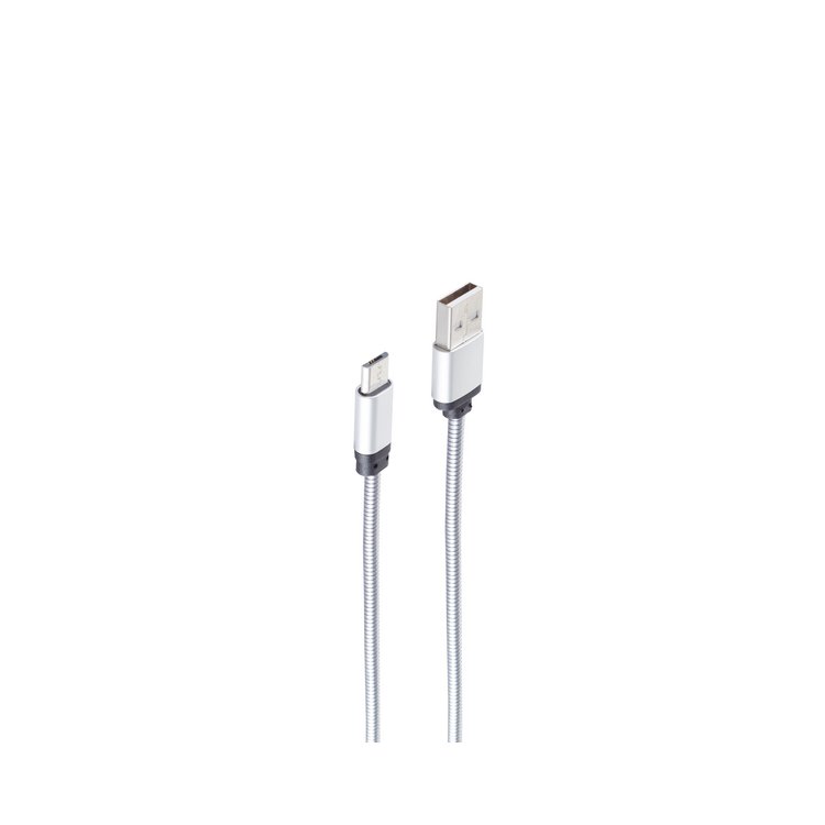 USB Lade-Sync Kabel USB A/ micro, Steel Silber 1m