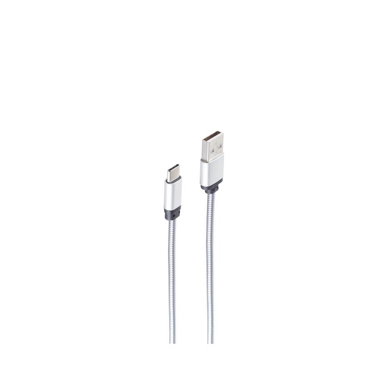 USB Lade-Sync Kabel A/Type 3.1C  Steel Silber 1,6m