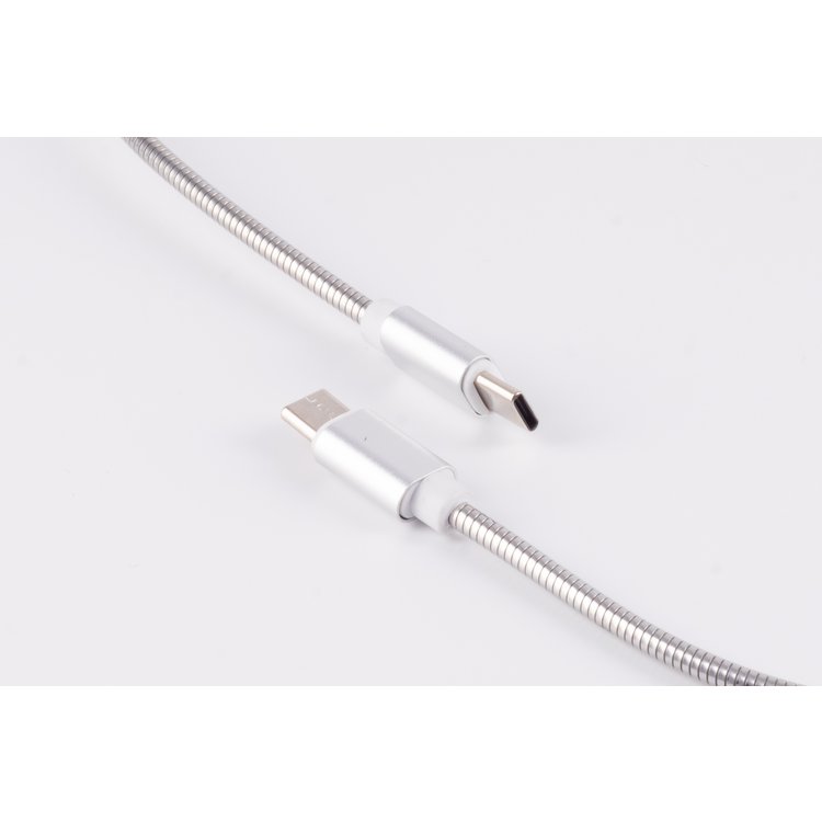 USB Lade-Sync Kabel USB C/ C Stecker Steel Silber 1m