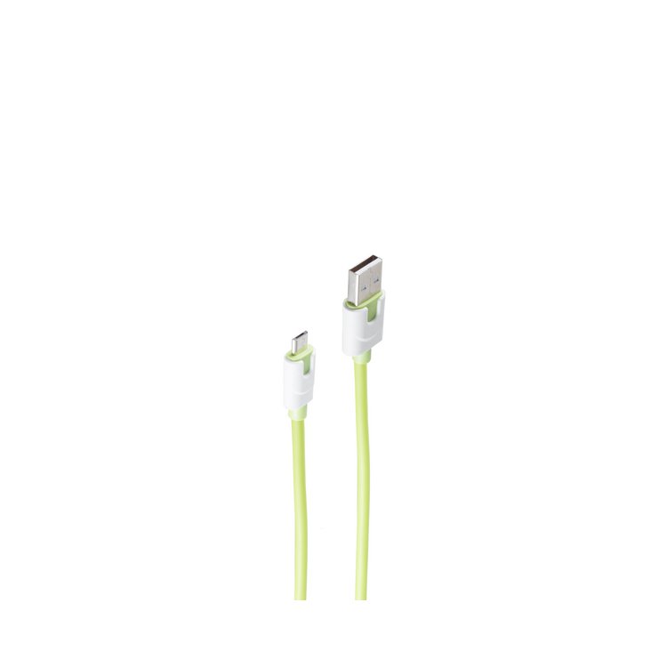 USB-Ladekabel A Stecker auf USB Micro B, grün 0,9m