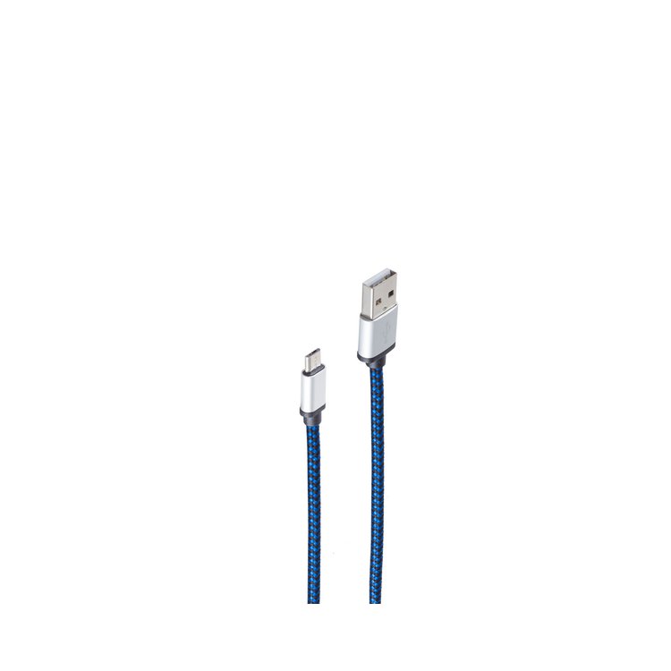 USB-Ladekabel A Stecker auf Micro B, blau 0,9m