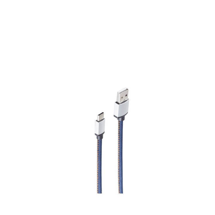 USB-Ladekabel A Stecker auf USB Typ C, blau 2m