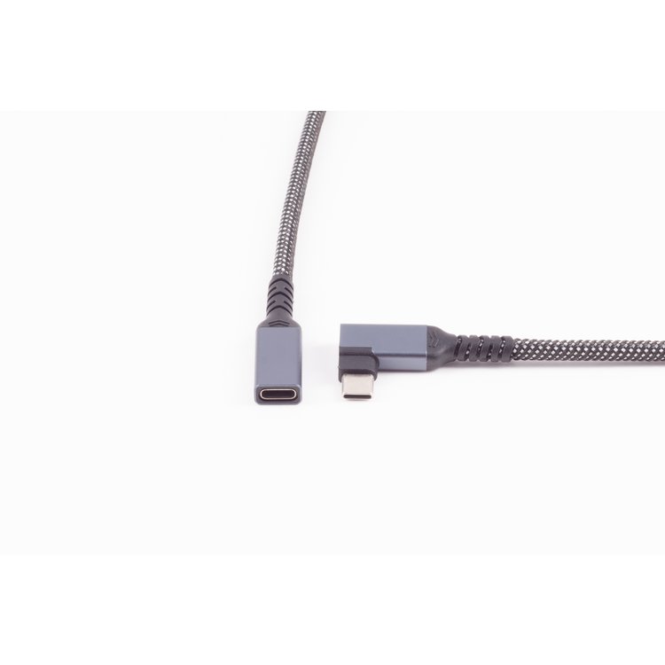 USB-C Verlängerungskabel, 3.2, 90°, PD, Textil, 0,5m