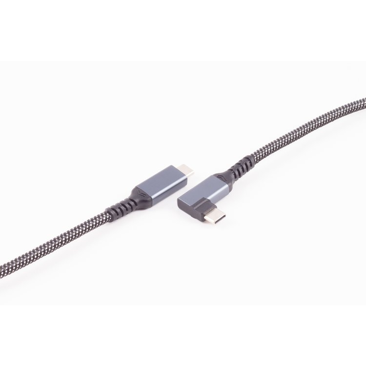 USB-C Ladekabel, 3.2, 90°, 100W PD, Textil, 1m