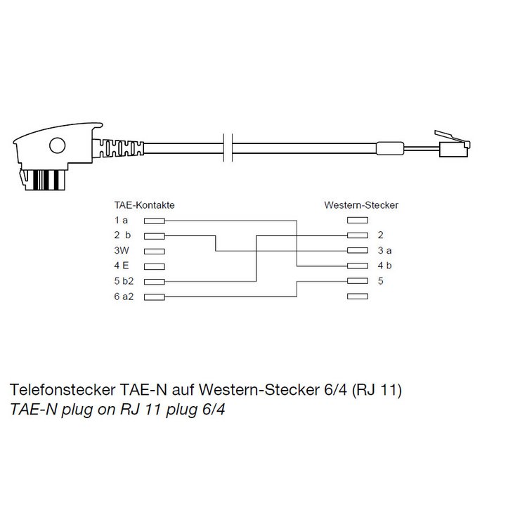 TAE N-Stecker / Western-Stecker 6/4 10m