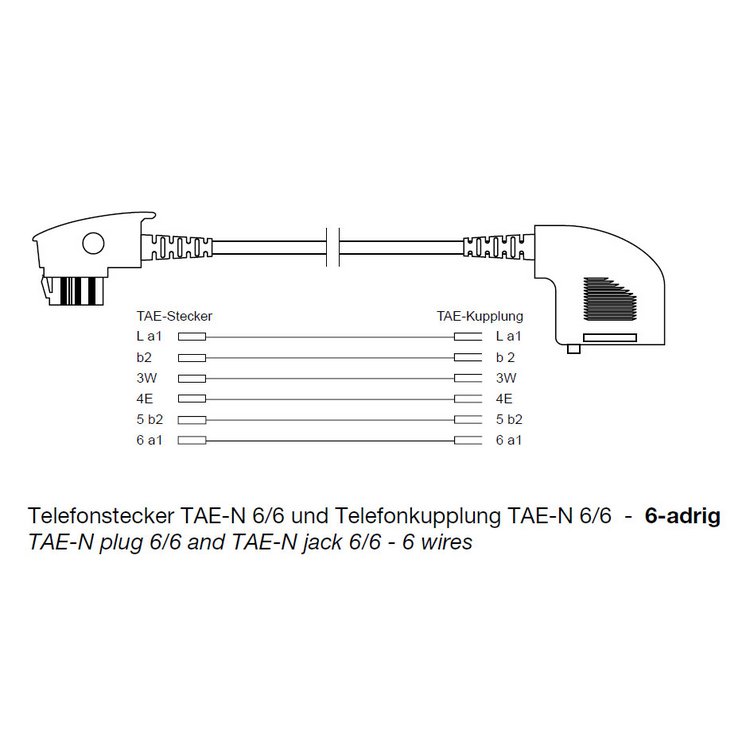 TAE N-Stecker / TAE N-Kupplung 6-adrig 6m
