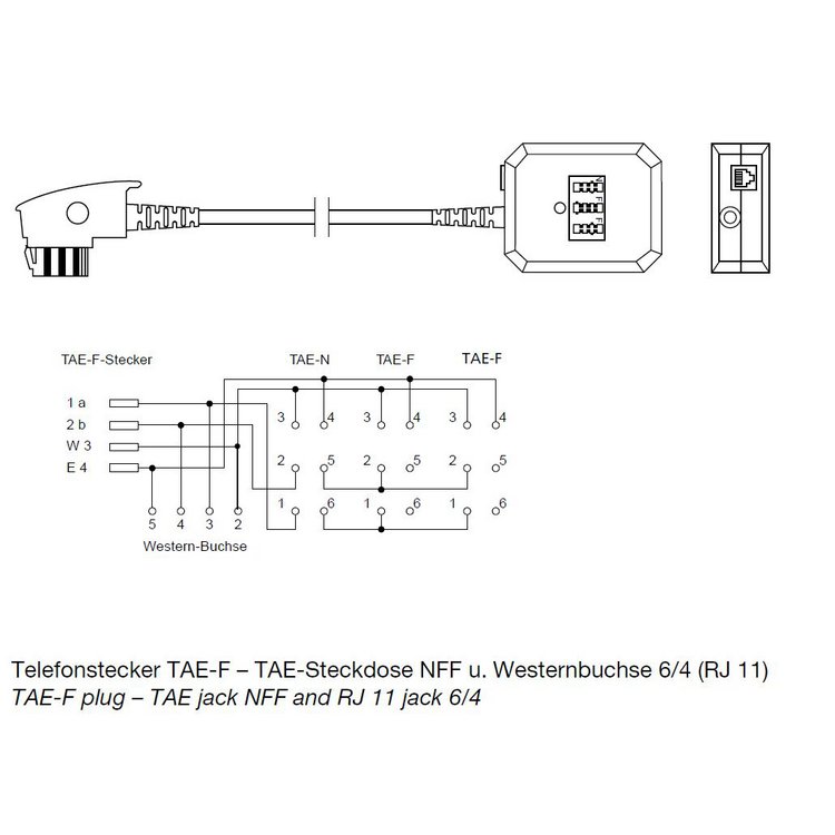 TAE F-Stecker / TAE-Buchse NFF+Western-Buchse 0,2m