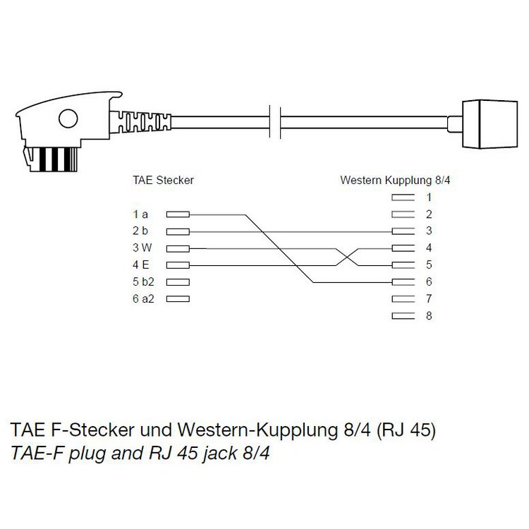 TAE F-Stecker / Western-Buchse 8/4 0,2m