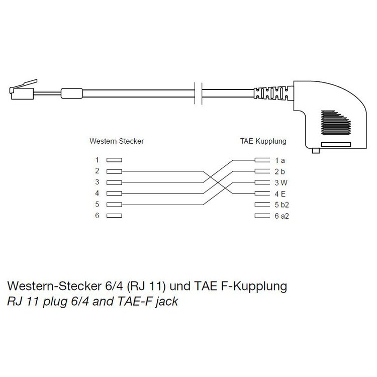 Western-Stecker 6/4 / TAE F-Buchse 0,2m