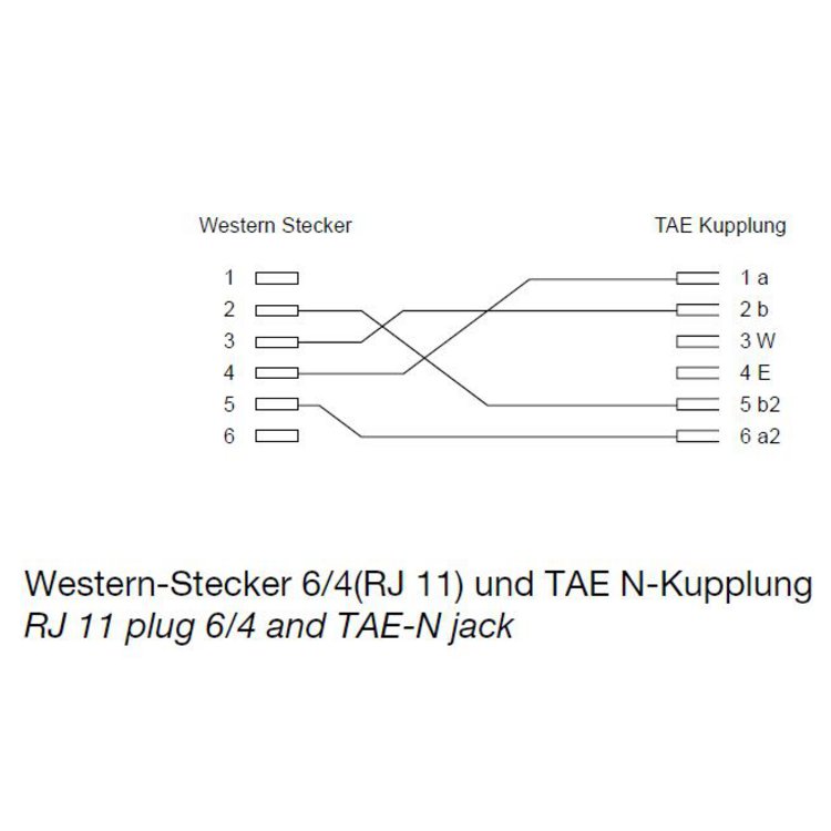 Western-Stecker 6/4 / TAE N-Buchse 0,2m