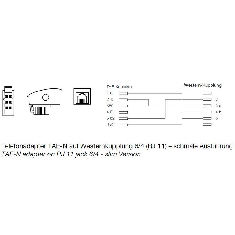TAE N-Stecker / Western-Buchse 6/4 schmal