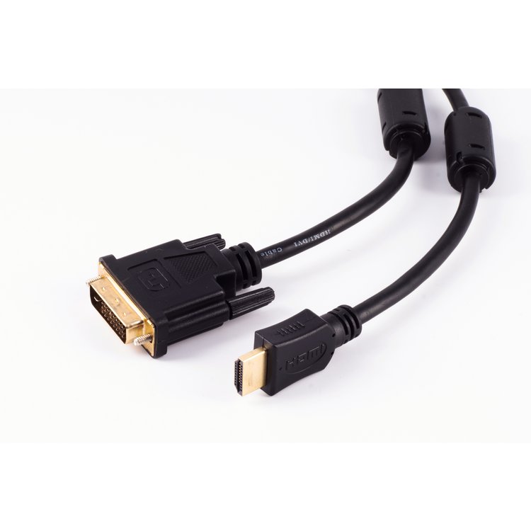HDMI Stecker / DVI-D 18+1 Stecker verg. Ferrit 5m
