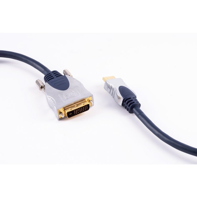 HDMI / DVI-D 24+1 Video-Kabel, 2x Ferrit, vergoldete Kontakte, 3m