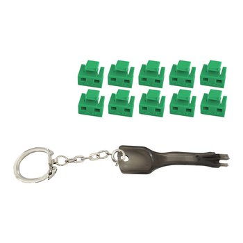 RJ45-Port Blocker mit Schlüssel (1x Schlüssel, 10x Schlösser), grün