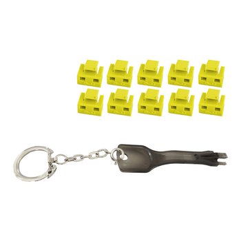 RJ45-Port Blocker mit Schlüssel (1x Schlüssel, 10x Schlösser), gelb