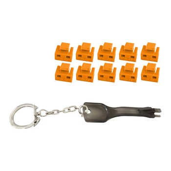 RJ45-Port Blocker mit Schlüssel (1x Schlüssel, 10x Schlösser), orange