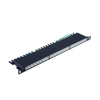 Slim Patchpanel Cat.6A, 24 Port 0,5HE, 19