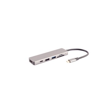 USB-C multiport Dockingstation, 6in1, HDMI, PD, Hub, SD
