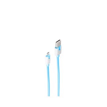 USB-Ladekabel A Stecker auf USB Micro B, blau, 2m