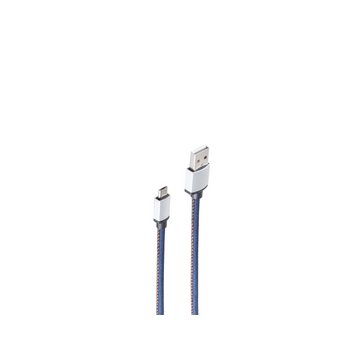 USB-Ladekabel A Stecker auf USB Micro B, blau 2m