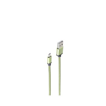 USB-Ladekabel A Stecker auf USB Micro B grün 2m