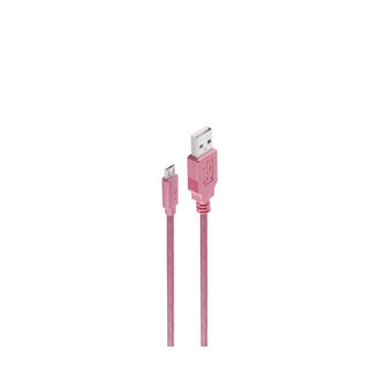 USB-Lade- und Synckabel USB A / micro B pink 1,8m