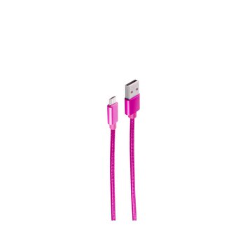 Lade- und Synckabel USB A/ micro B Nylon Pink 1,2m