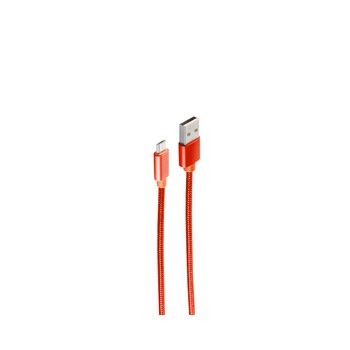 Lade- und Synckabel USB A/ micro B Nylon Rot 1,2m