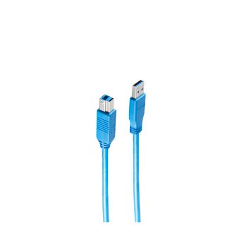USB Kabel A Stecker / B Stecker USB 3.0 blau 0,5m