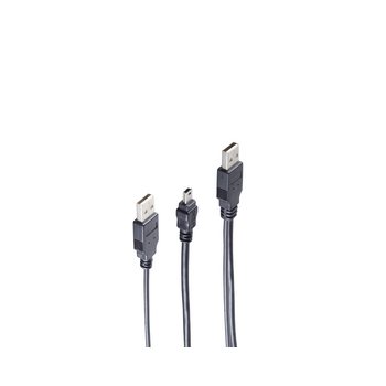 USB-Y-Stromkabel 2xUSB A-St./USB-B-Mini 5 pin 1,8m